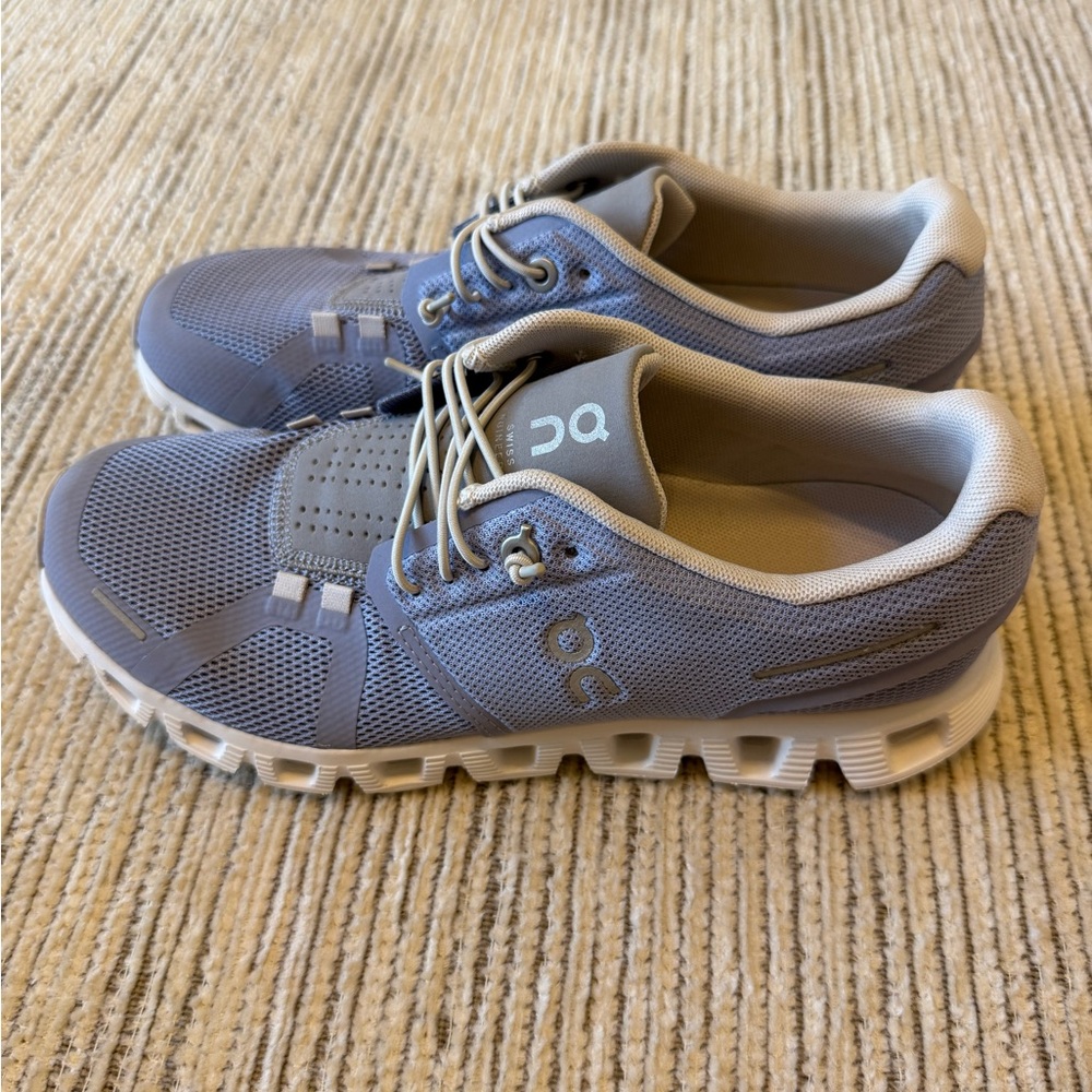 On Running Purple and White Sneakers